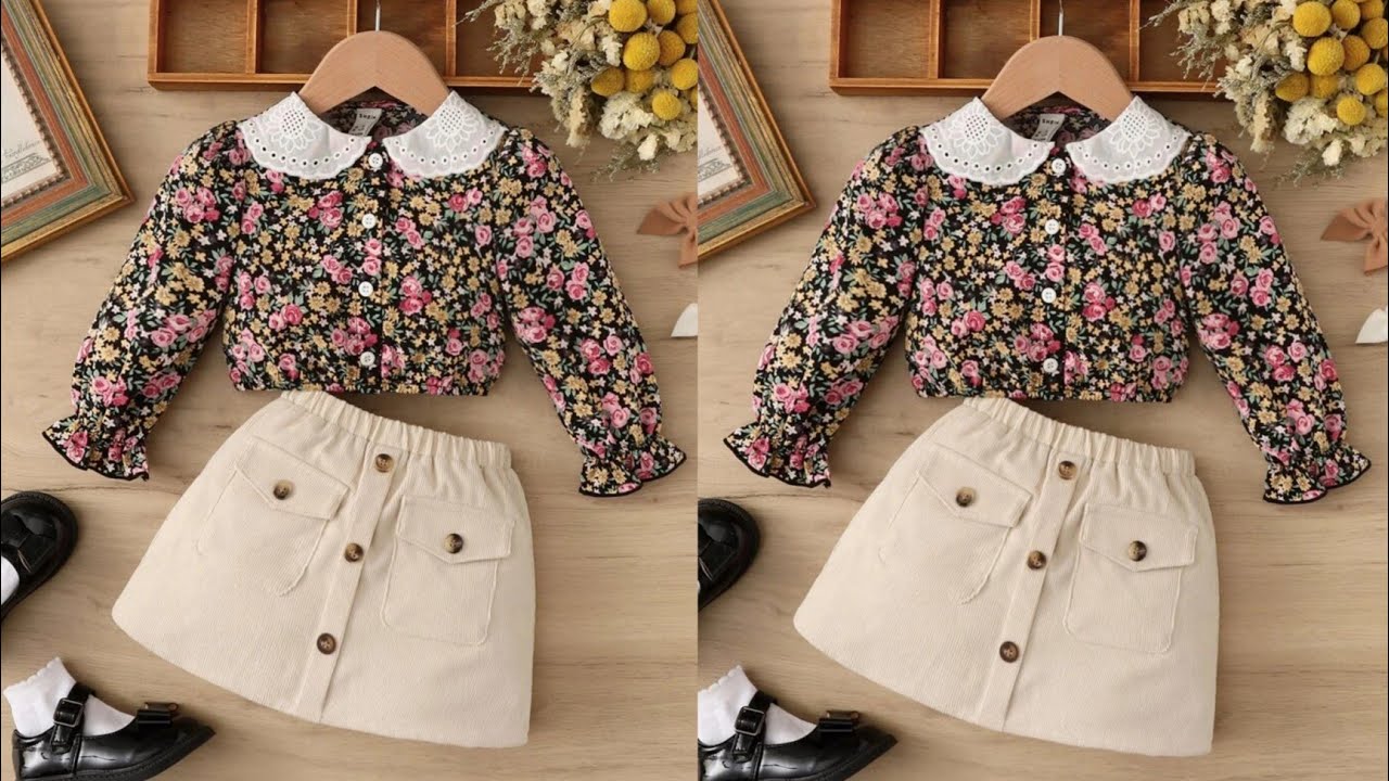 Baby Full Sleeve Top With Pocketed Skirt Cutting and Stitching