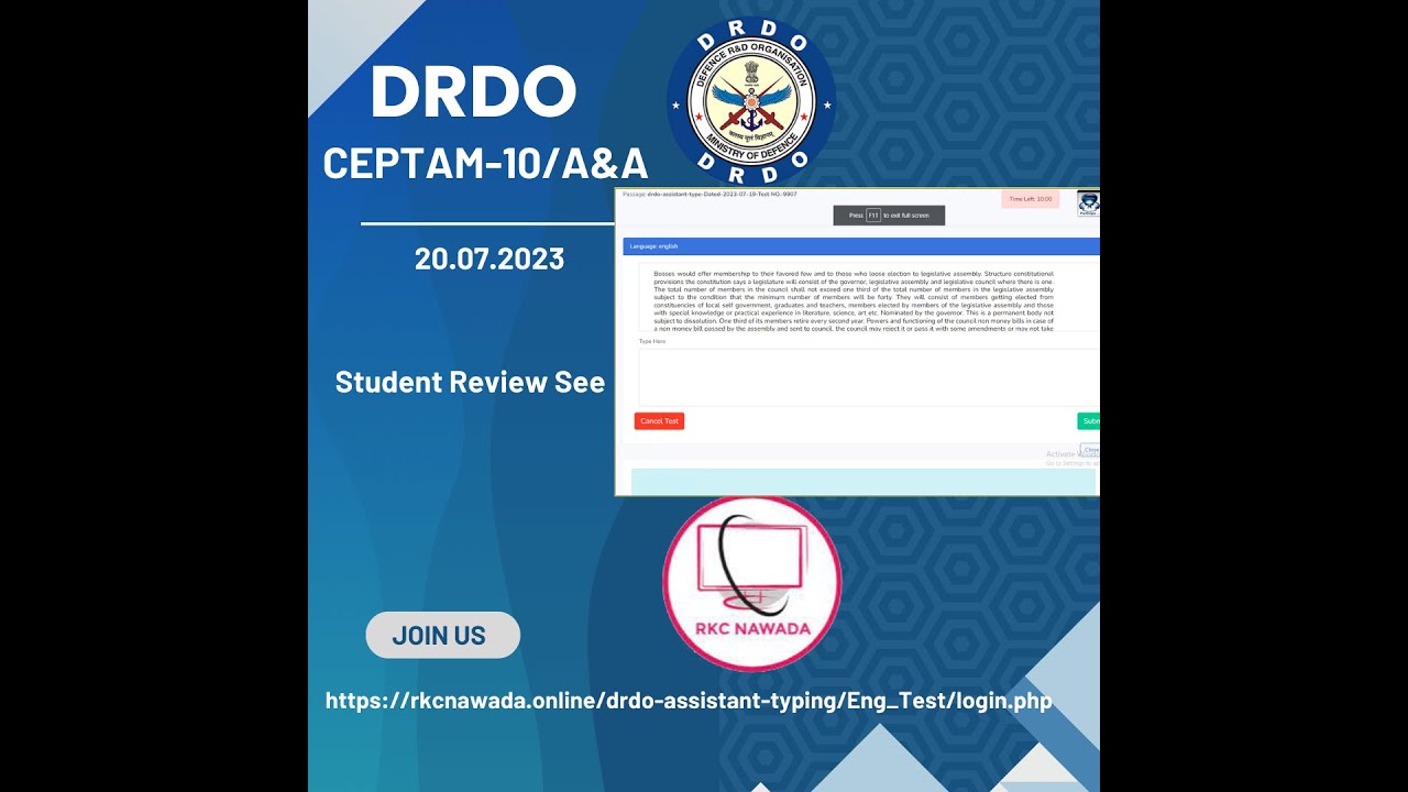 DRDO CEPTAM-10/A&A Typing Test 20.07.2023 Students'  Review Feel And Update for upcoming exam.