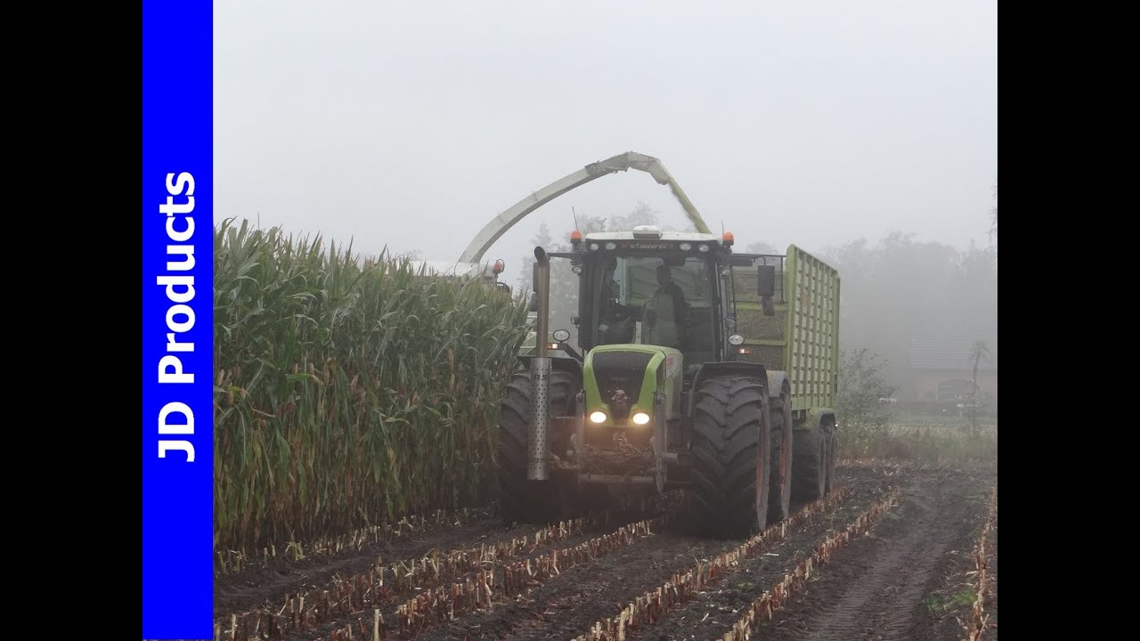 Claas 870/Claas Xerion/modderen/maishakselen/mud/harvesting maize/The Netherlands/Verhoef Nijkerk