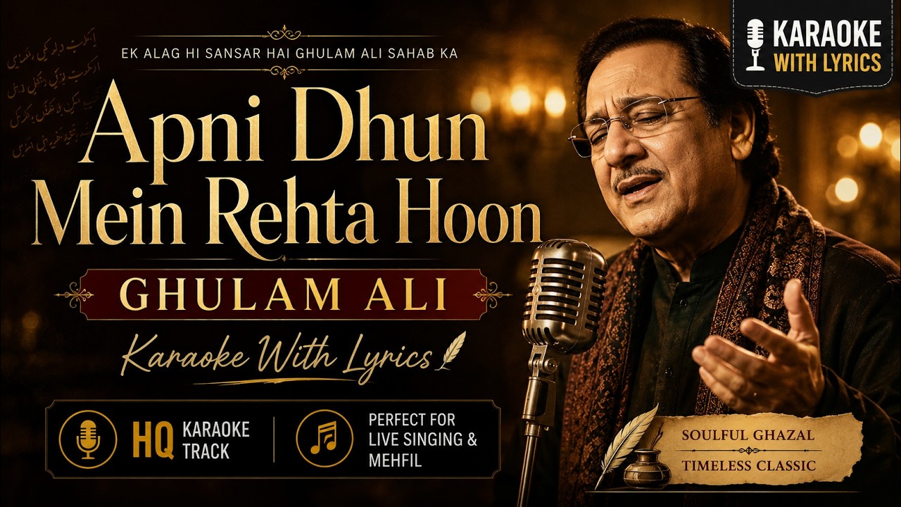 Apni Dhun Mein Rehta Hoon | Karaoke with Lyrics | Ghulam Ali | F Minor | High Quality
