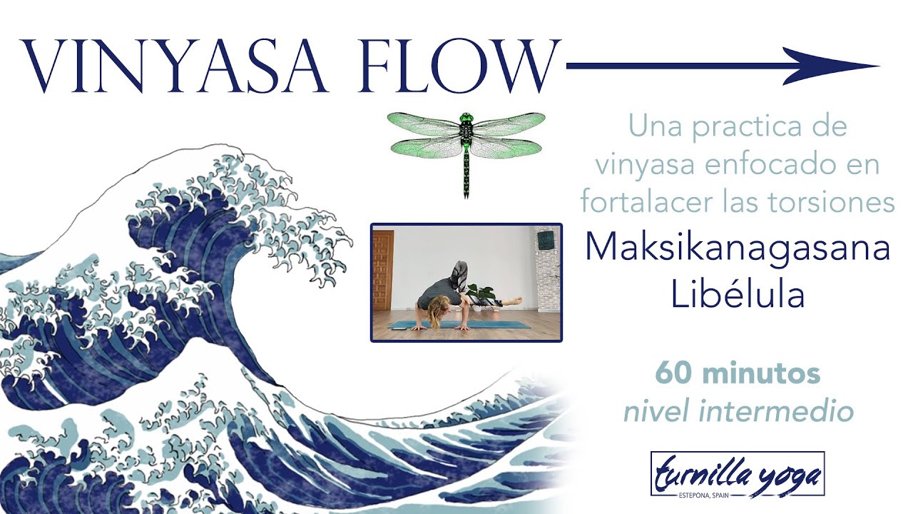 Vinyasa Yoga 60 minutos - torsiones y fuerza del core - libélula, maksikanagasana