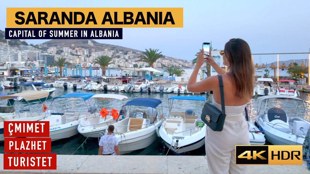 SARANDA, ALBANIA 🏝️ EVENING WALK 🌞 SUMMER SEASON IN SARANDË 🌴 CAPITAL OF SUMMER ☀️ VLOG [4K HDR]