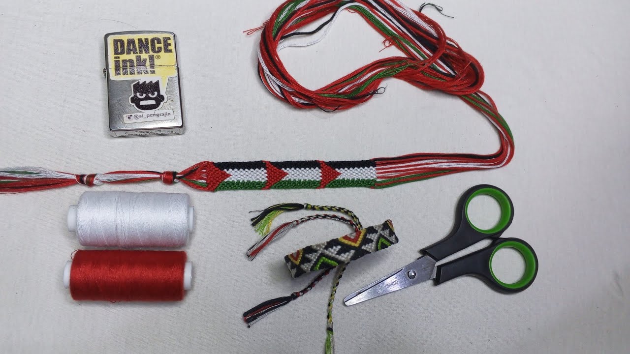 Live Streamed The Simple Process Of Making Friendship Bracelet - Palestine Flag Pattern