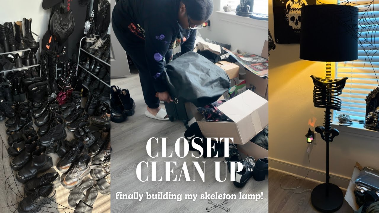 🧹✨Closet CLEAN UP+ Building my SKELETON LAMP☠️