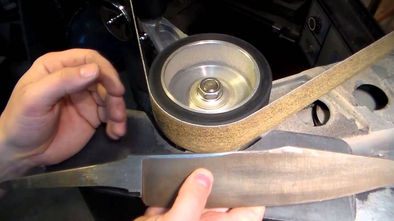 Custom knife making  Nick Wheeler finish grinding part 1