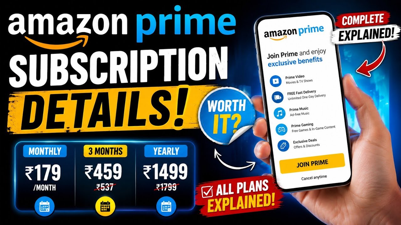 Amazon Prime Subscription Details 2026 🔥 | All Plans, Prices & Benefits Explained in Hindi