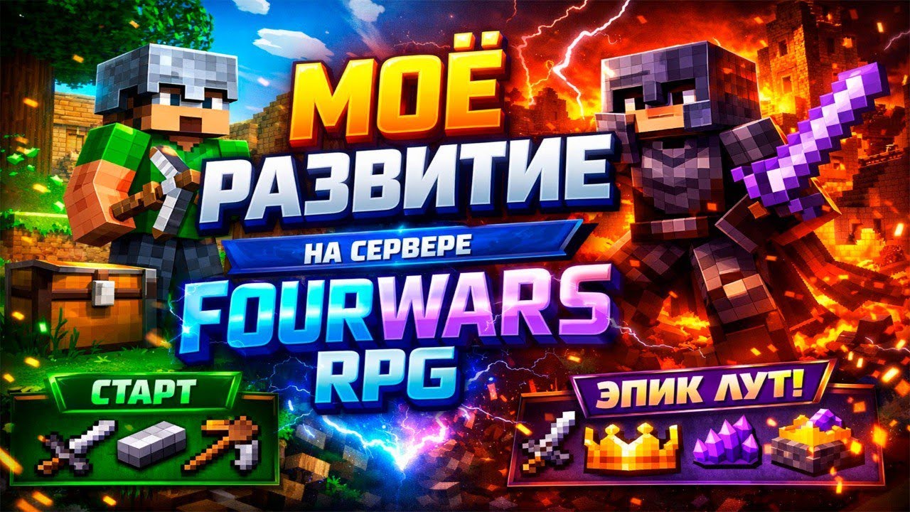МОЙ ЛУЧШИЙ ВАЙП НА RPG СЕРВЕРЕ FOURWARS 🔥 Старт с нуля в Minecraft | 1 серия