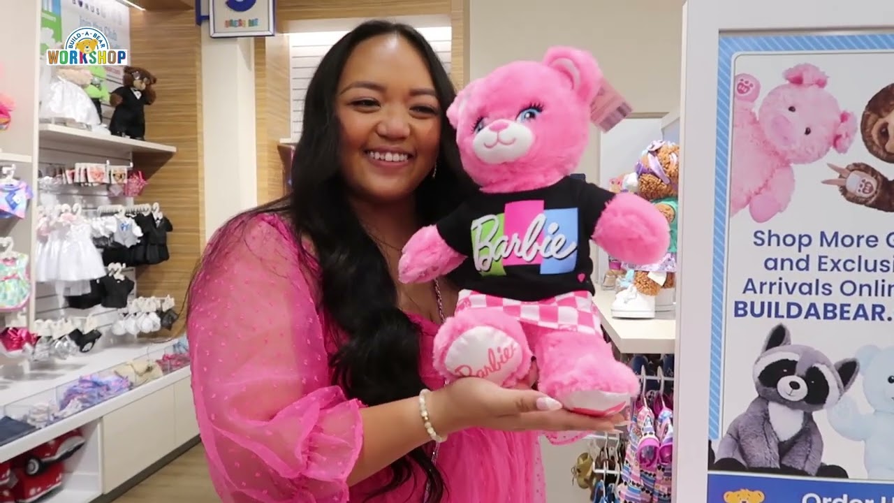@itsemilyeverafter Stuffs the First Pink Barbie&trade; Teddy Bear!