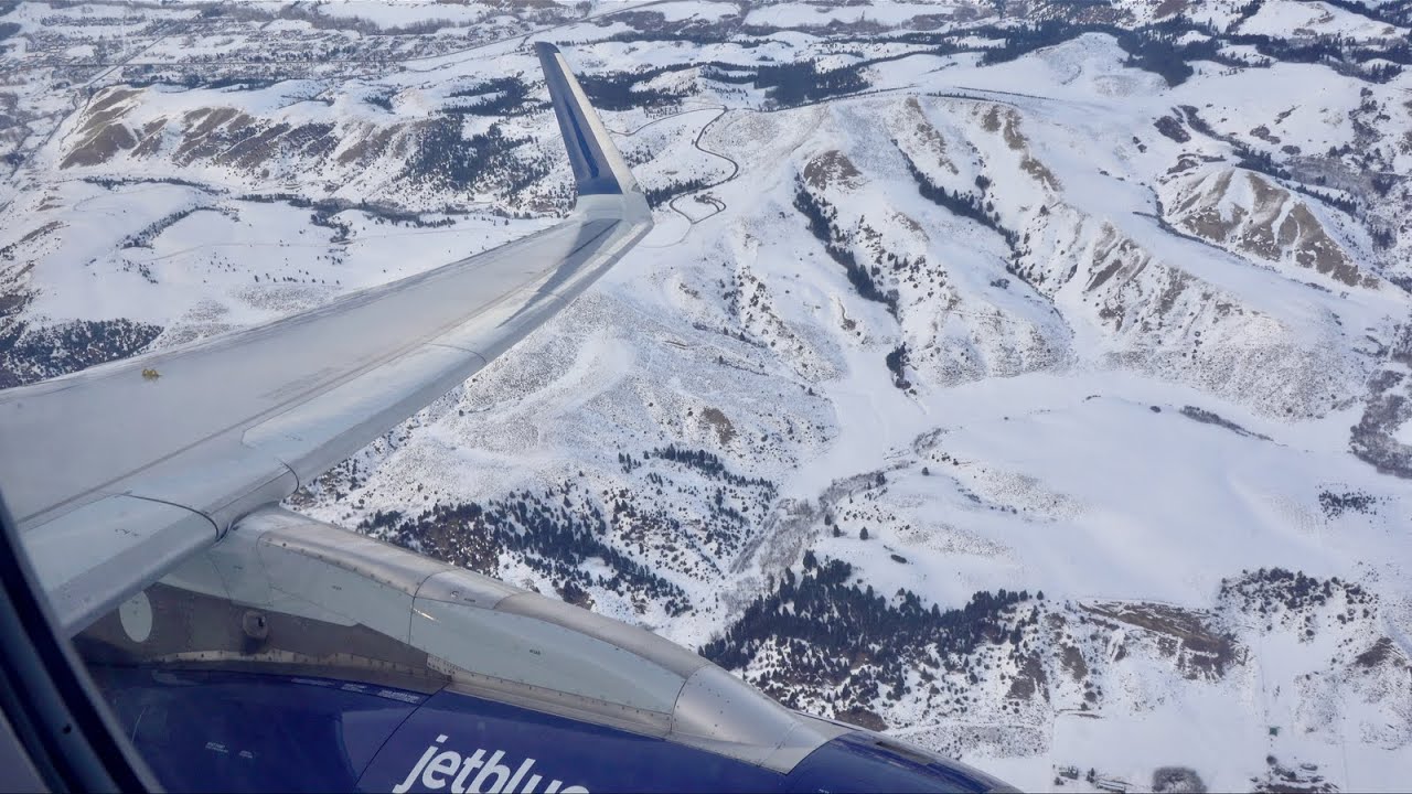 SCENIC SNOWY Takeoff Bozeman Montana – A320-232 – JetBlue Airways – N659JB