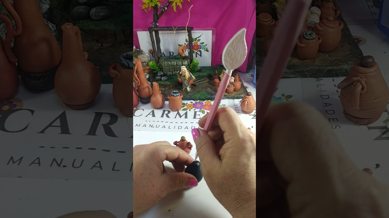 Cómo hacer vasijas o tinajas miniatura en porcelana fría o porcelanicron para belenes.