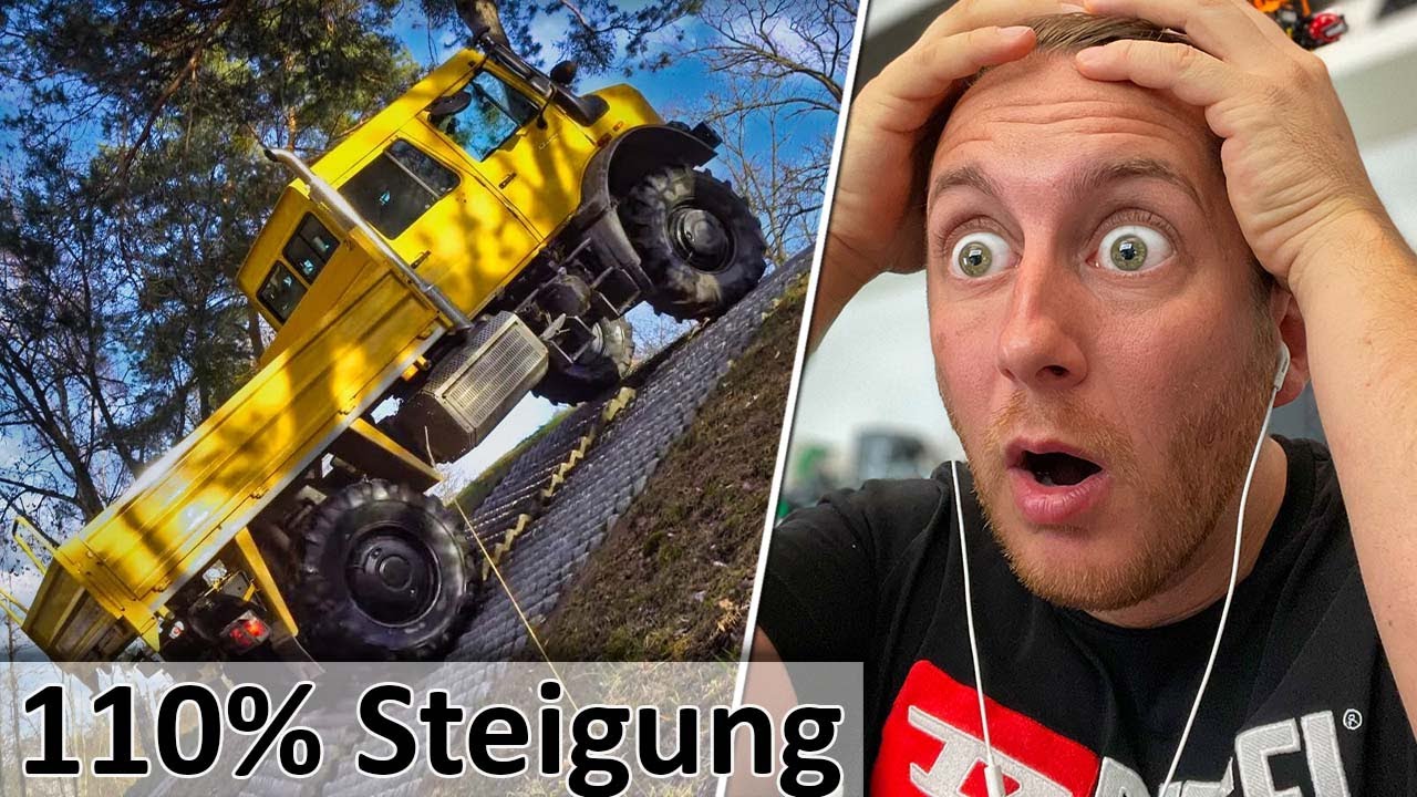 110% Steigung mit dem UNIMOG! Extrem Test bei voller Belastung - M4cM4nus reagiert