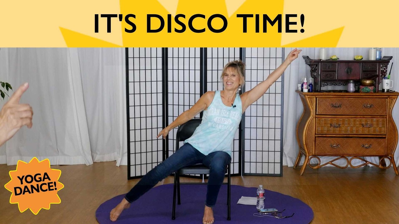 Stayin Alive - Disco Chair Yoga Dance with Lyrics - with Sherry Zak Morris, Certified Yoga Therapist