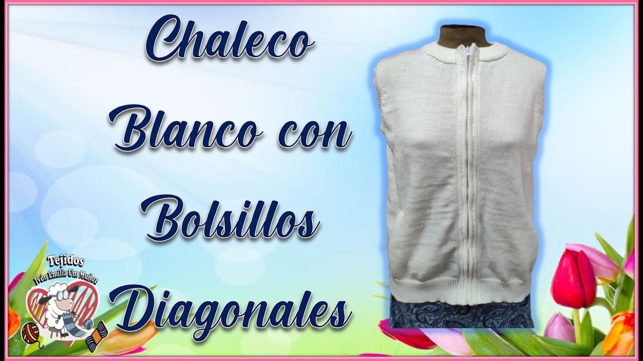 Chaleco Blanco con Bolsillos Diagonales
