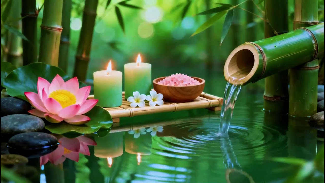 Relaxing Sleep Music with Bamboo Water Sounds 🌿Deep Healing Music for Calm Mind,Spa Ambience & Yoga