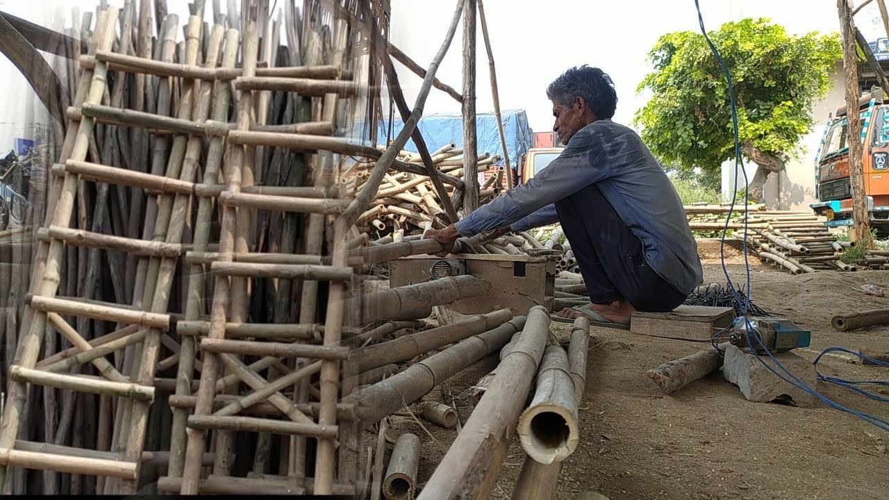 Bamboo simple stairs makings work| Most useful things in rural area India