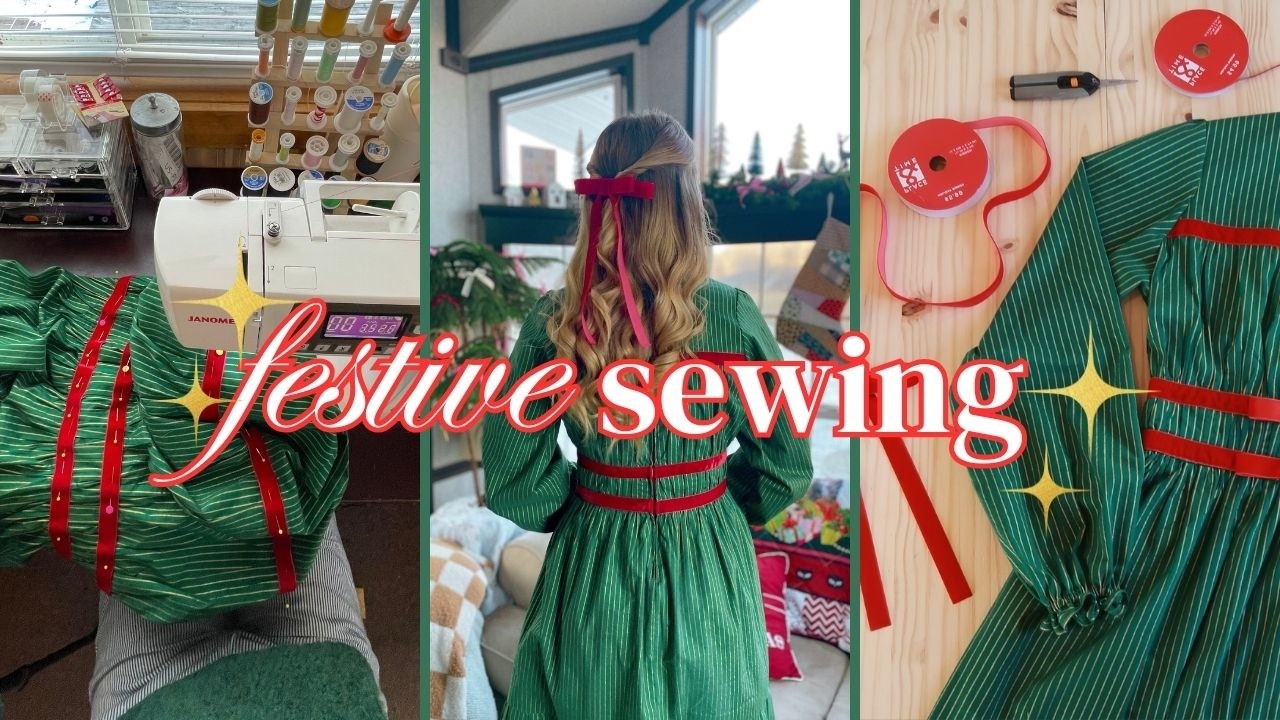 Sewing a Festive Christmas Dress 🎄 | Cozy Holiday Sewing Vlog