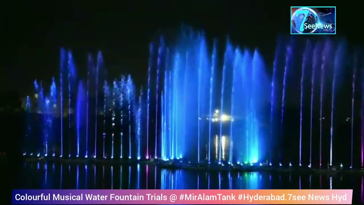 Colourful Musical Water Fountain Trials @ #MirAlamTank #Hyderabad. 7See News Hyd