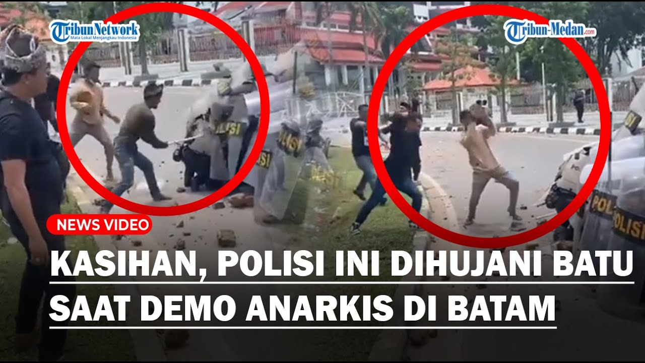 KASIHAN, Polisi Ini Dilempari Batu Oleh Warga yang Anarkis Saat Demo di BP Batam Kasus Pulau Rempang