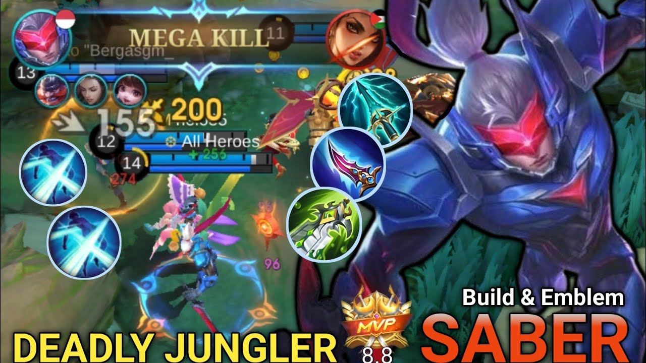 Saber Deadly Jungler! Best One Shot Build & Emblem - Build Top 1 Global Saber ~ MLBB
