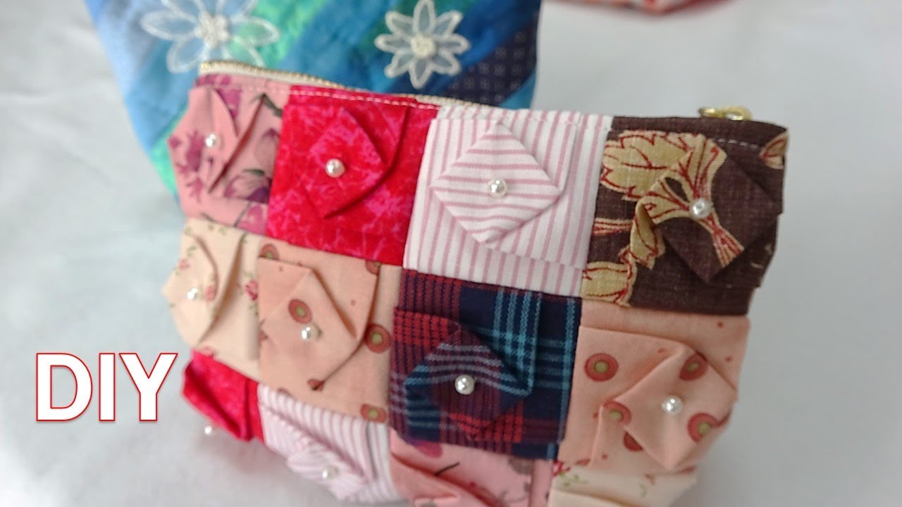 ミシンで作るパフキルトのポーチ【ＤＩＹ】【手芸】【パッチワーク】