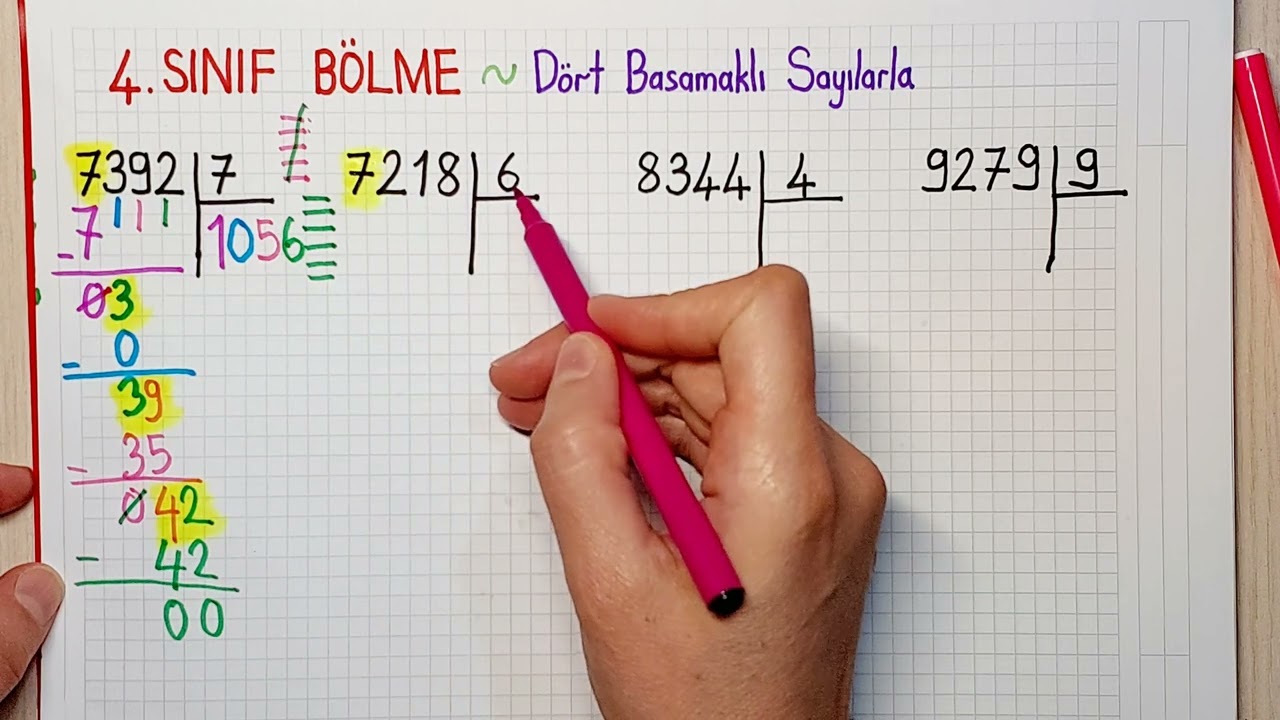 4.SINIF BÖLME: Dört Basamaklı Sayılarla Bölme İşlemi #bölme