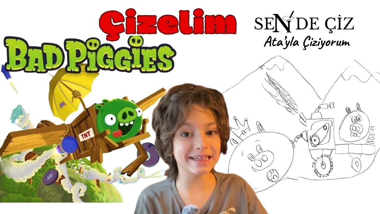 16.Bölüm:Eğlenceli bir oyun! Bad Piggies Çiziyorum. #kolayçizimler #çocuklariçinçizim #çizim