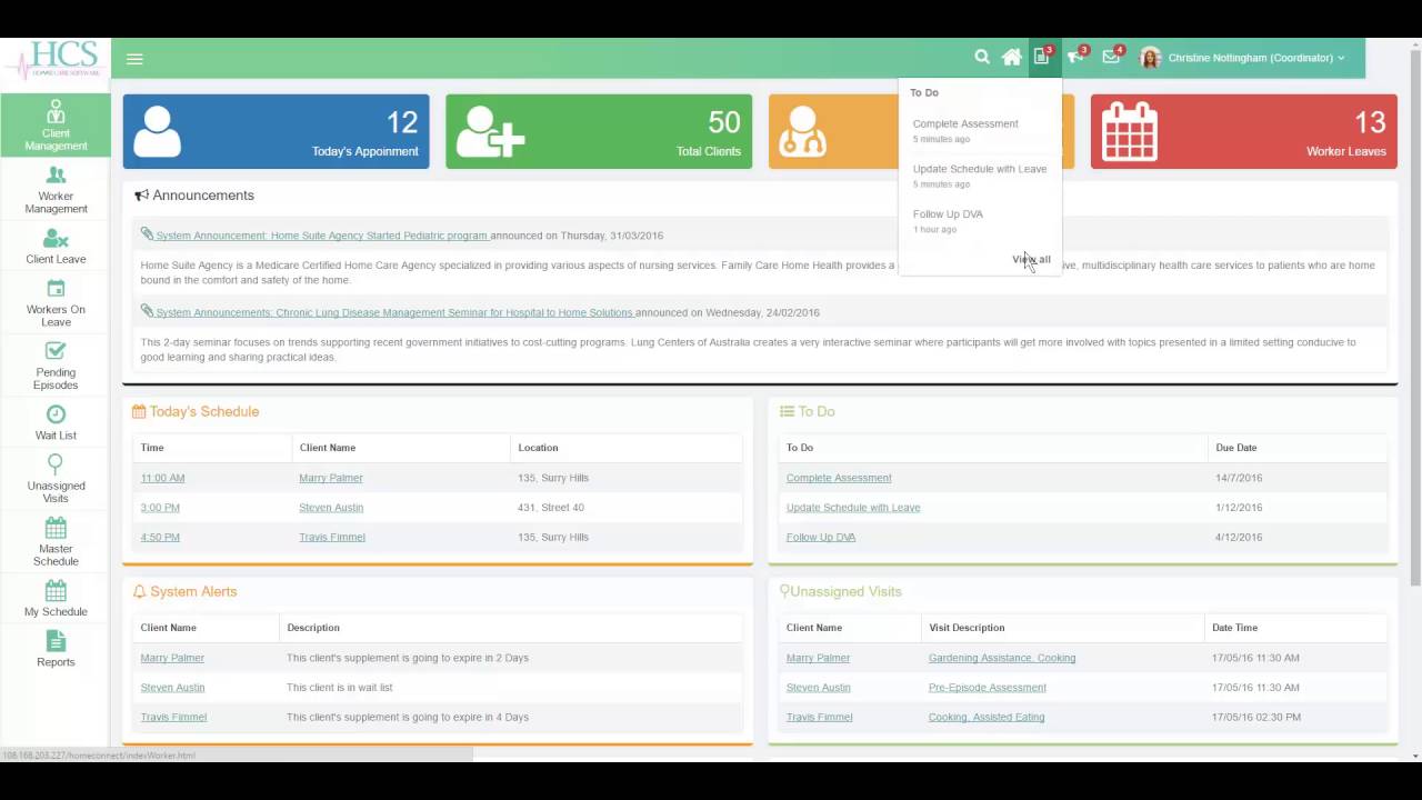 Home Care Software Coordinator Overview