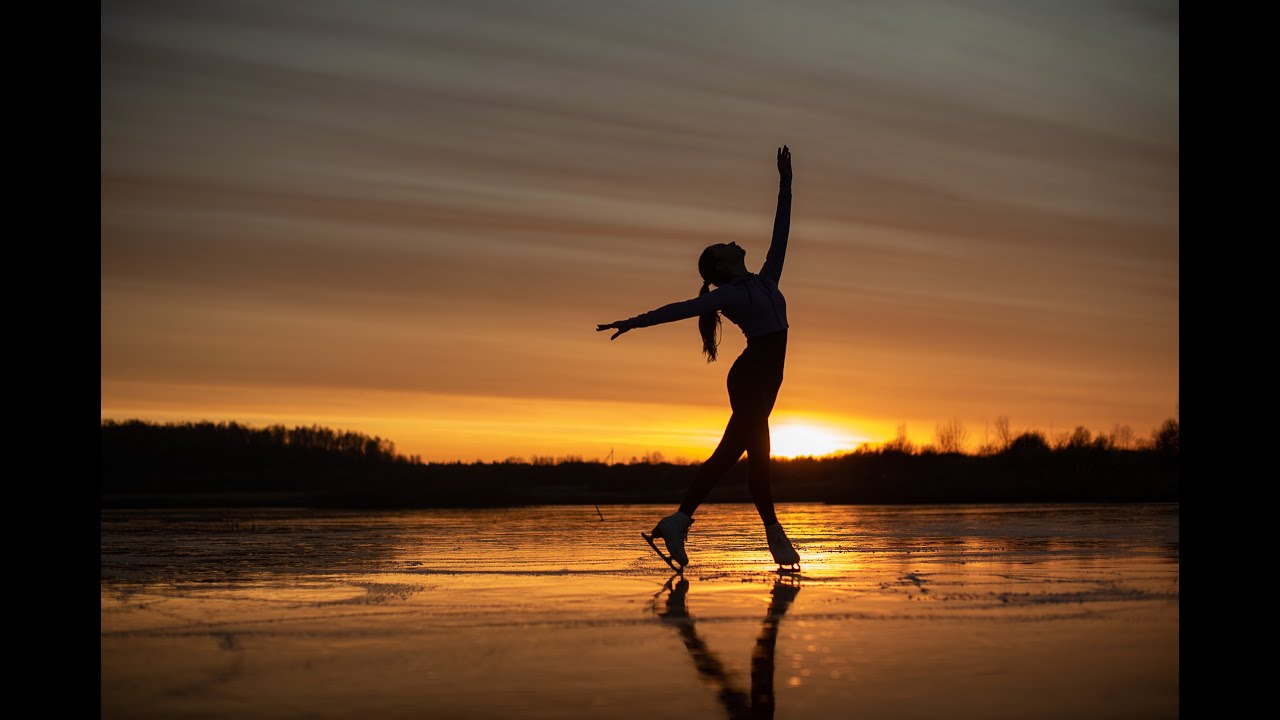 Victoria is skating on a wild lake Russsia  Fuji XT3 eterna