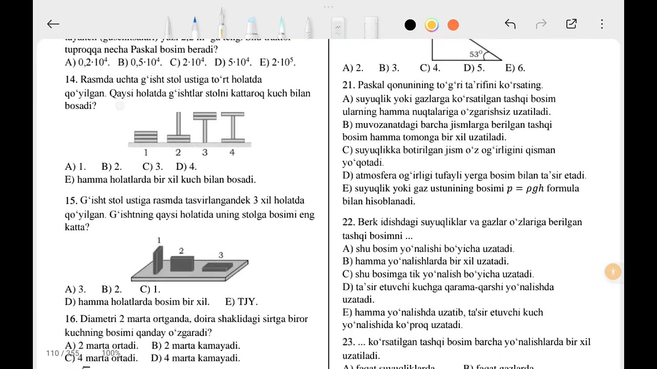 Bosim. Paskal qonuni. (Innovadan naʼmuna)