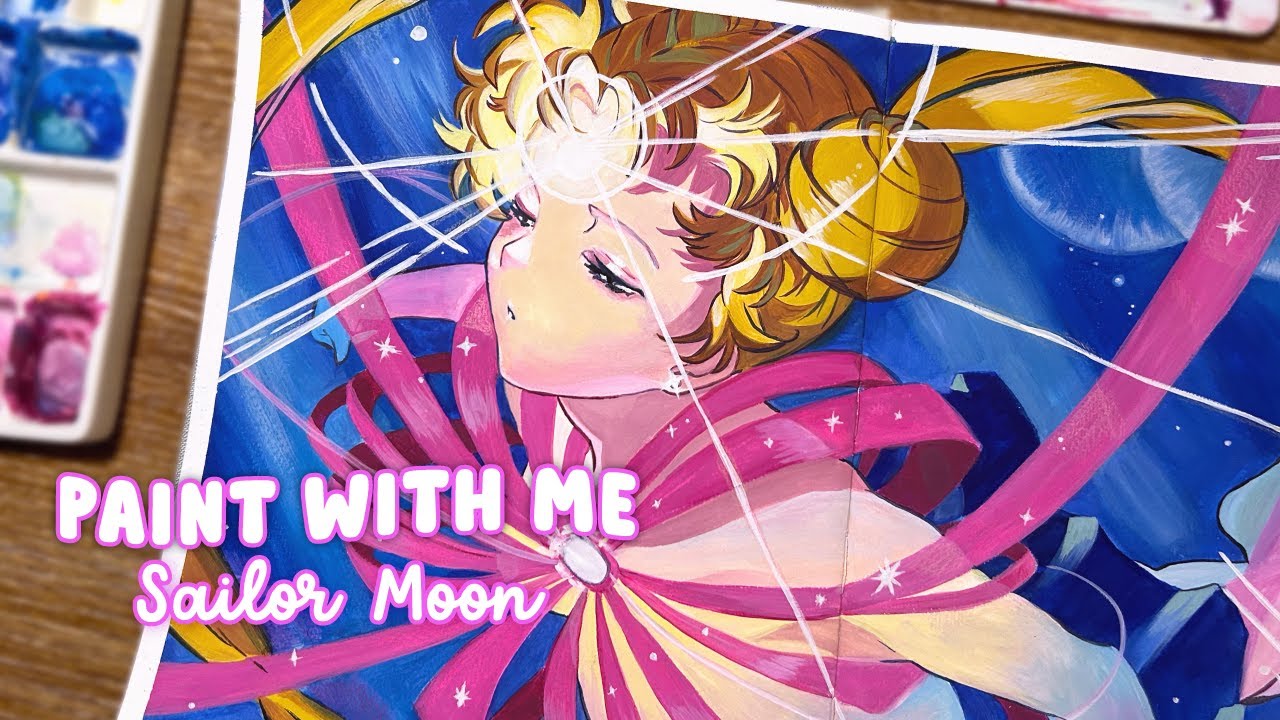 Paint With Me Anime Character Sailor Moon | Gouache Painting Tutorial #sailormoon #anime #animeart