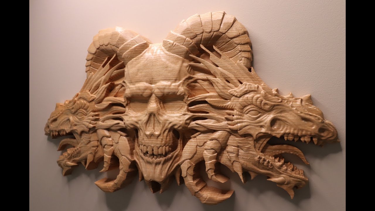 Skull and Dragons Carving on the CNC Router