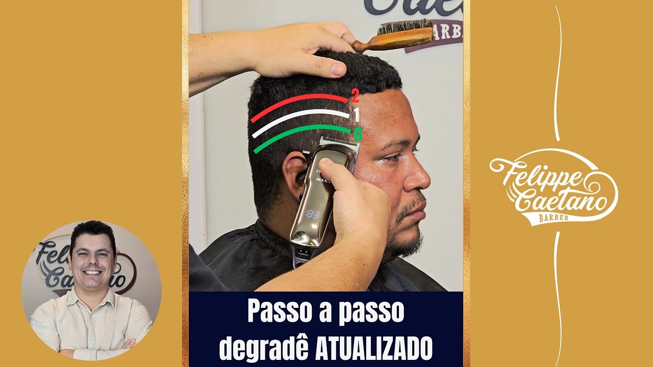 Passo a passo degrad&ecirc; f&aacute;cil para INICIANTE - Curso de barbeiro Felippe Caetano