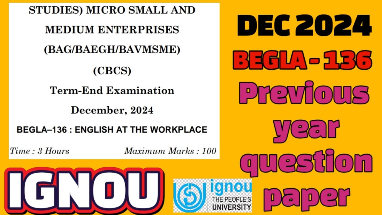 BEGLA - 136 : English at the workplace Ignou previous year question paper #ignou #pyq