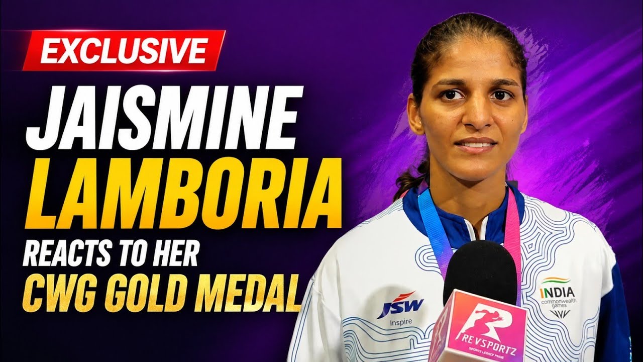 Jaismine Lamboria reacts to her CWG gold medal