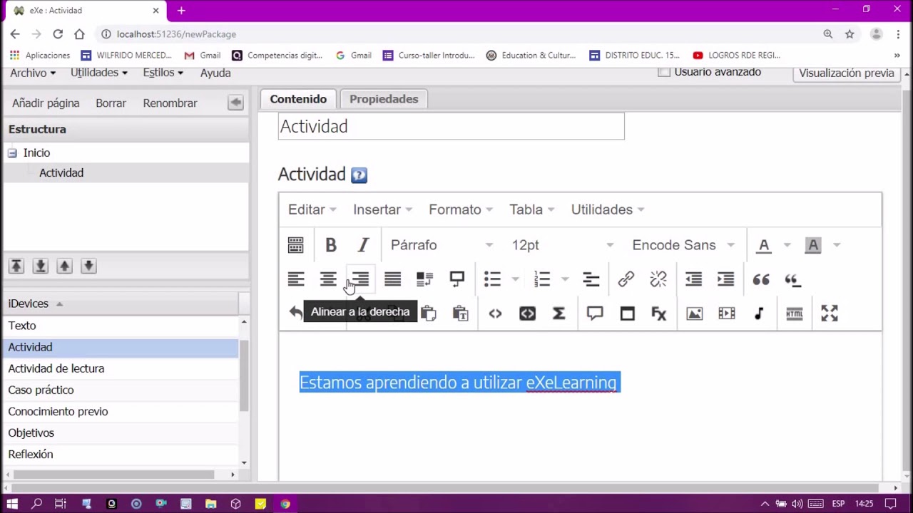 Introducci&oacute;n uso de eXeLearning