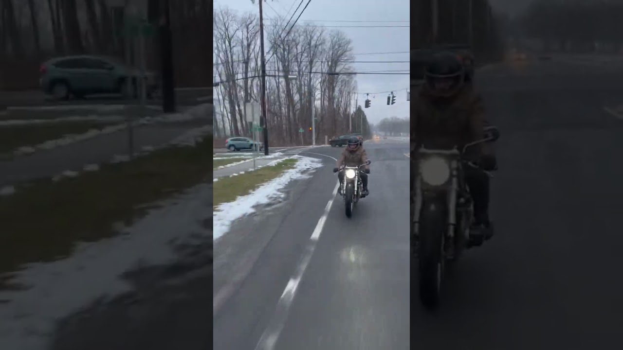 Riding a motorcycle in the snow is incredible 