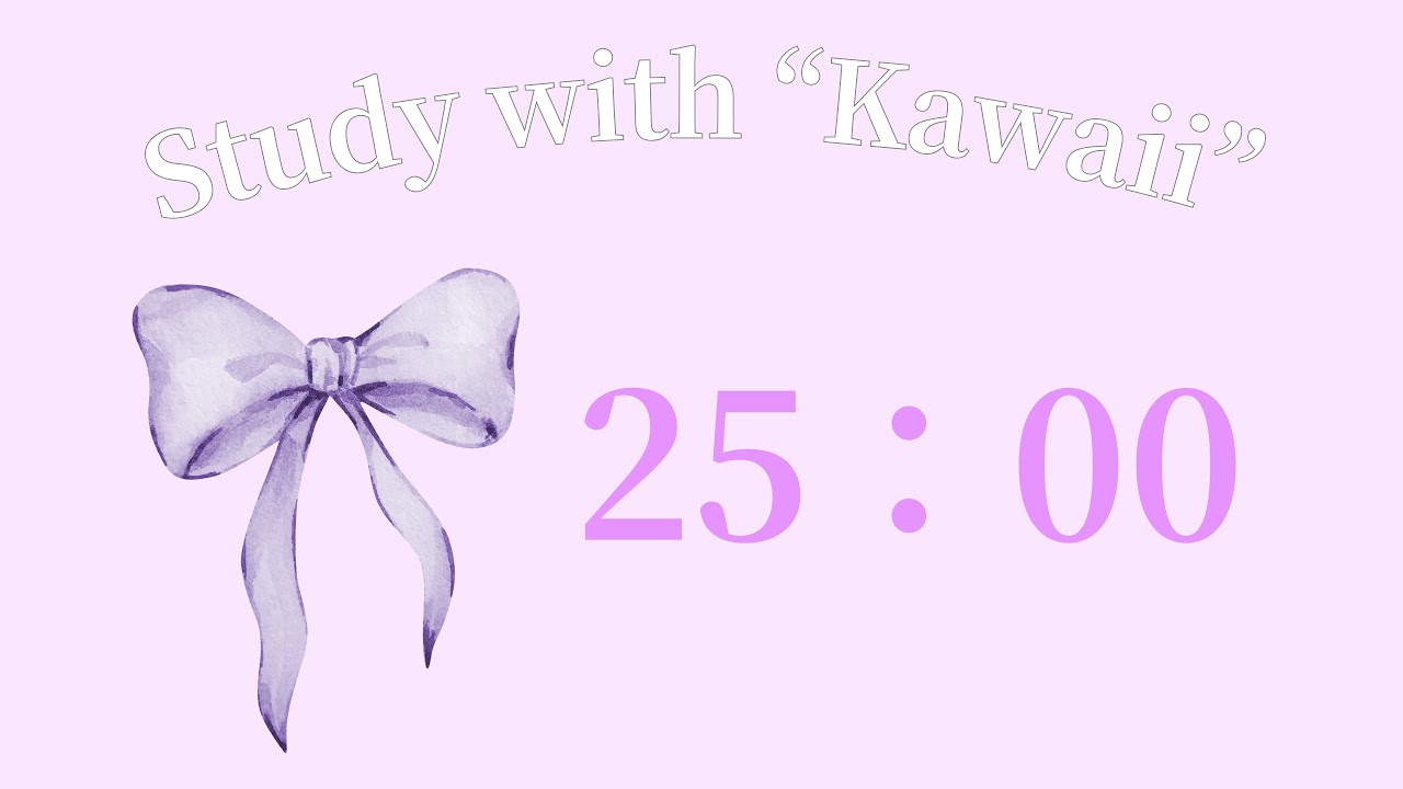 １h Study with Purple💜🎀25/5♡pomodoro timer | cafe music | for work | study with me ✏️