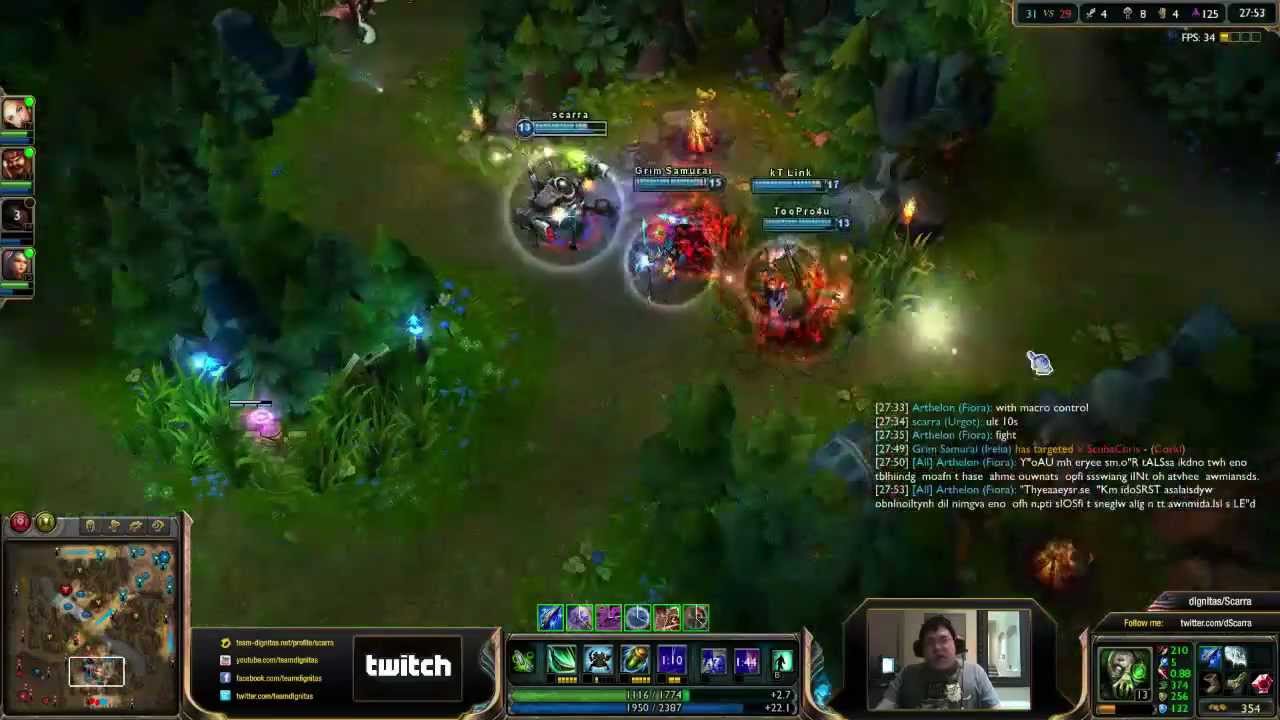 Scarra plays Urgot with Irelia vs Ezreal Nami bot lane