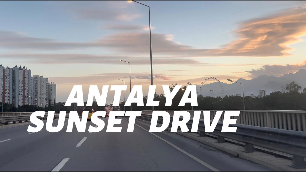Antalya Sunset Drive | Light City Traffic (Konyaaltı Beach) 4K