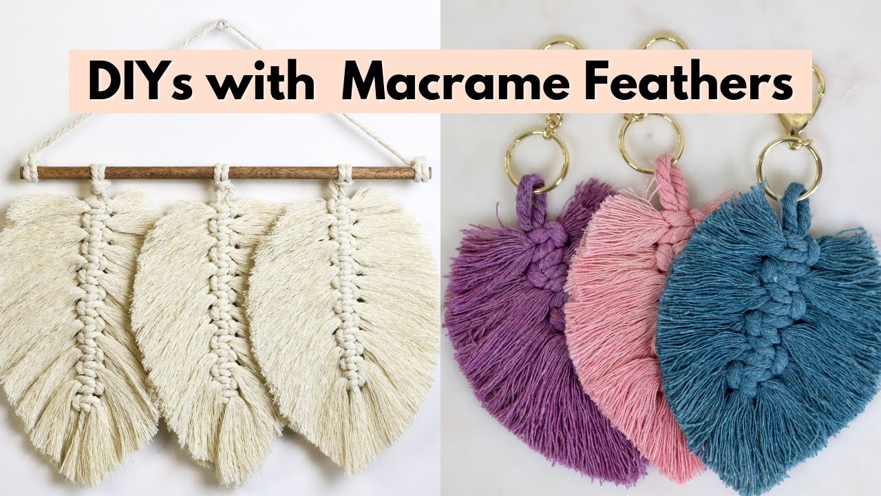 DIYs with Macrame Feathers | Rit Dye Macrame Feather Keychains | Boho Macrame Feather Wall Hanging