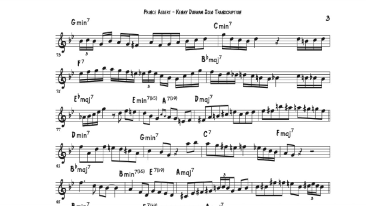 Prince Albert - Kenny Dorham Solo Transcription