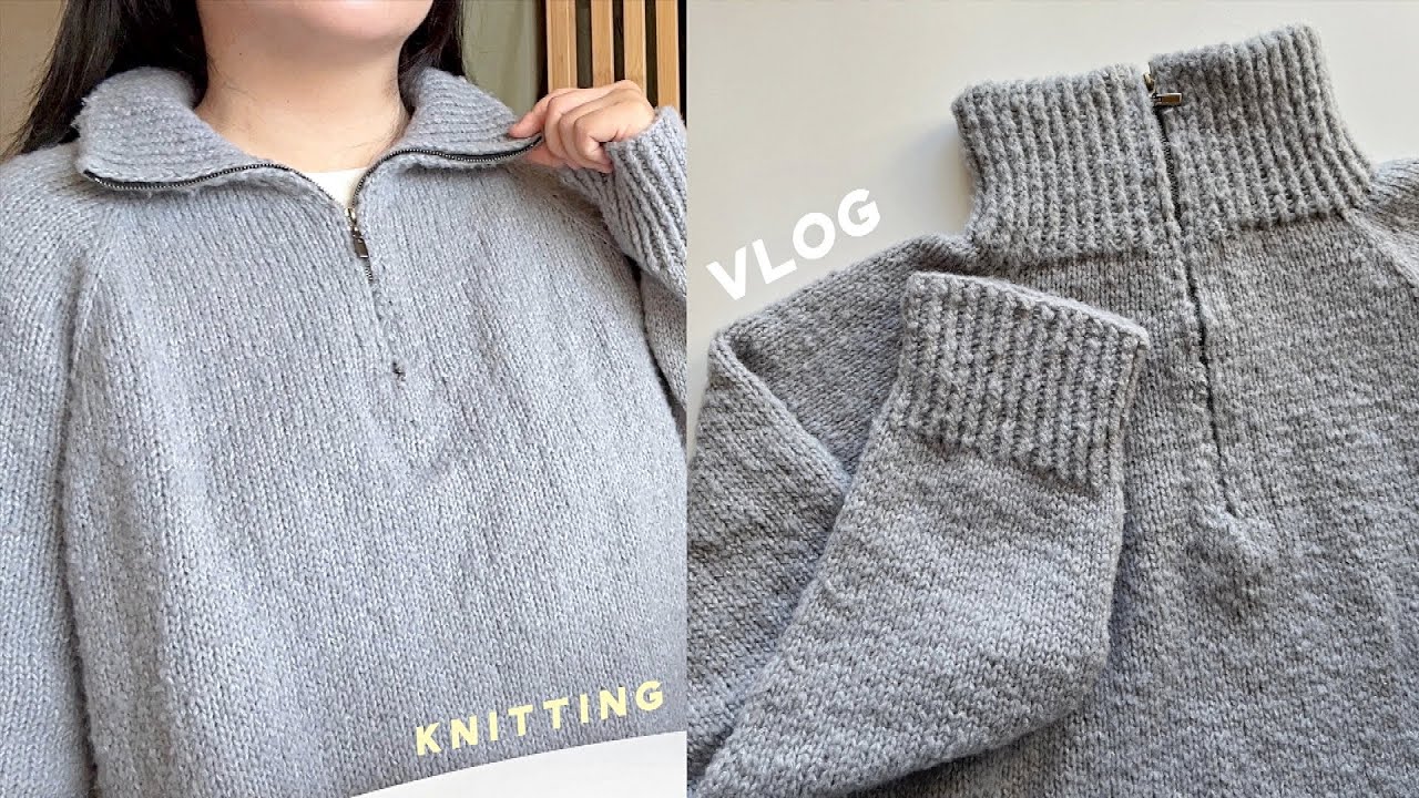 ☃️🪵본격 겨울뜨개 시작! 쁘띠니트 지퍼스웨터 뜨개 브이로그/라라뜨개 아크릴모헤어/knittingvlog/petite knit zipper sweater