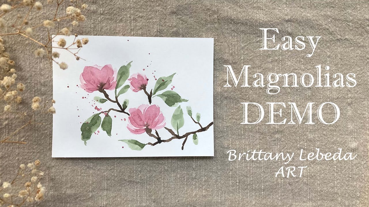 Simple Easy Magnolia Flowers for Beginners | Watercolor Demo | Full Painting Process