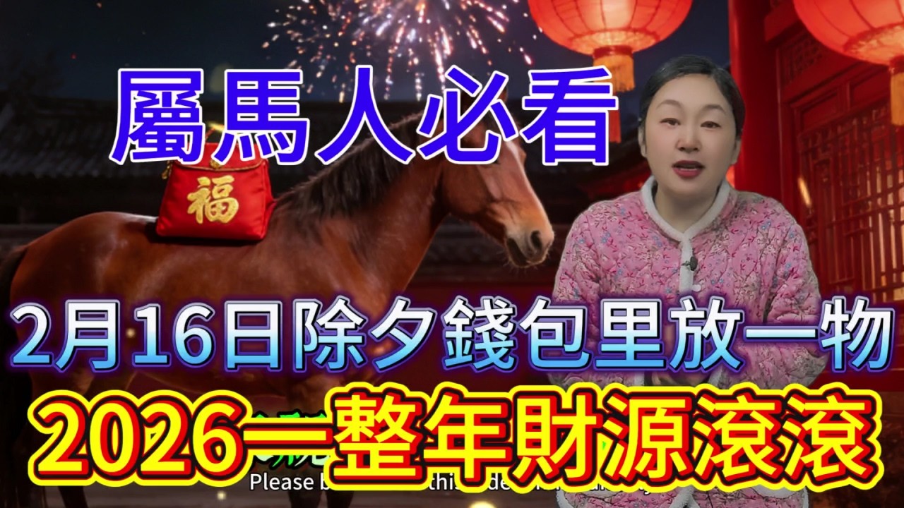 屬馬人定好鬧鐘！2 月 16 日除夕，錢包裏務必放這一物，鎖住 2026 全年財運！#運勢 #風水 #補財庫旺財氣 #財富 #福報