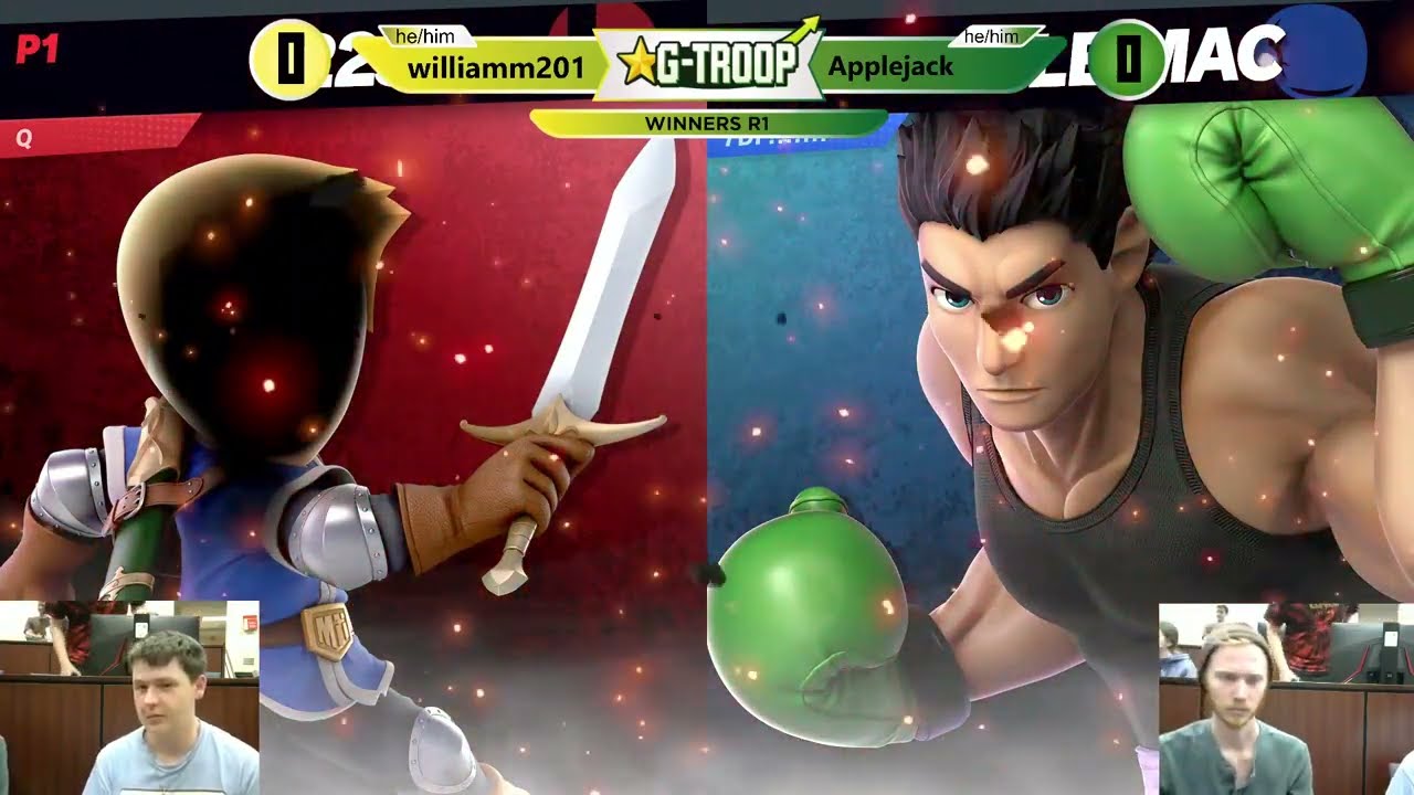 Main Bracket G-TROOP 1 Williamm201 (Mii Swordfighter 2233) vs. Applejack (Little Mac)
