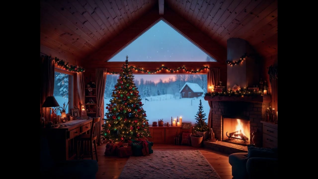 Wind, Snow, Rain & Fireplace ❄️ Winter Night Ambience | No Music • No Ads