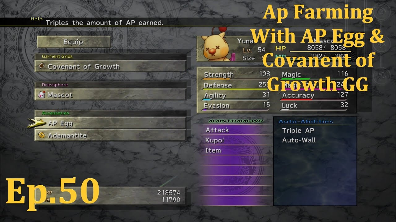FINAL FANTASY X-2 (FFX-2) Ep 50 AP Farming With AP Egg And Covenant Of Growth GG
