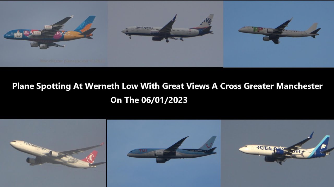(4K) Plane Spotting At Werneth Low With Great Views A Cross Greater Manchester On The 06/01/2023