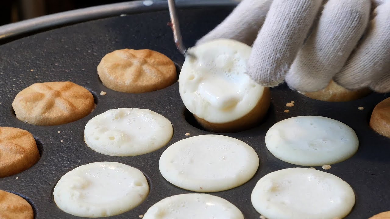 10개 2천원짜리 통통한 국화빵 (chrysanthemum bread, 菊のパン, 菊花麵包 10 pieces 2,000KRW) korean street food / 경기도 광명시장