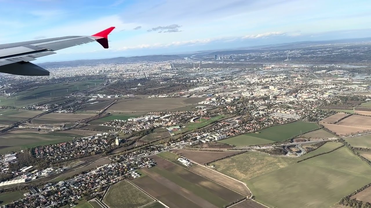 Take off from Vienna International Airport on Austrian Airlines